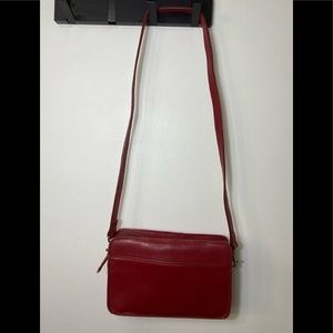 Vintage Talbots Red Leather Purse Bag Gold Hardware.